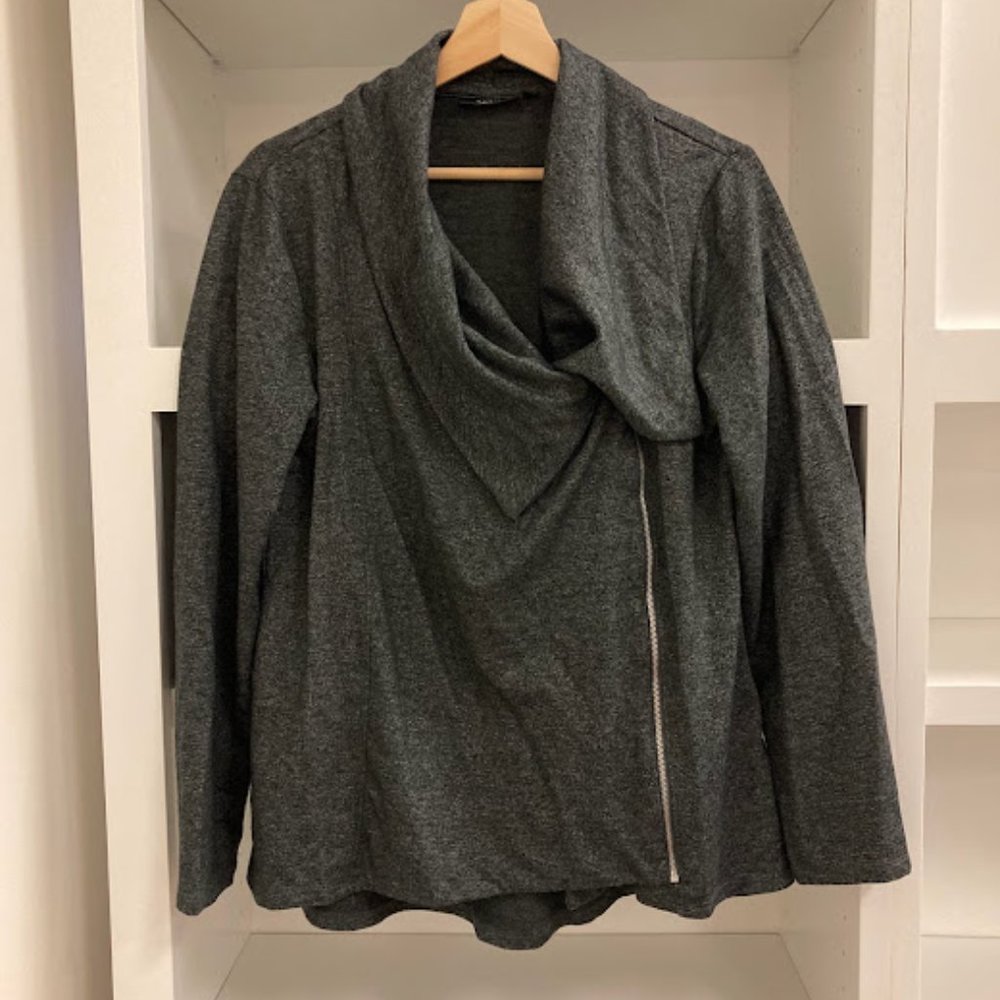 Apt 9 Dark Gray Asymmetrical Zip Front Flyaway Jacket Large